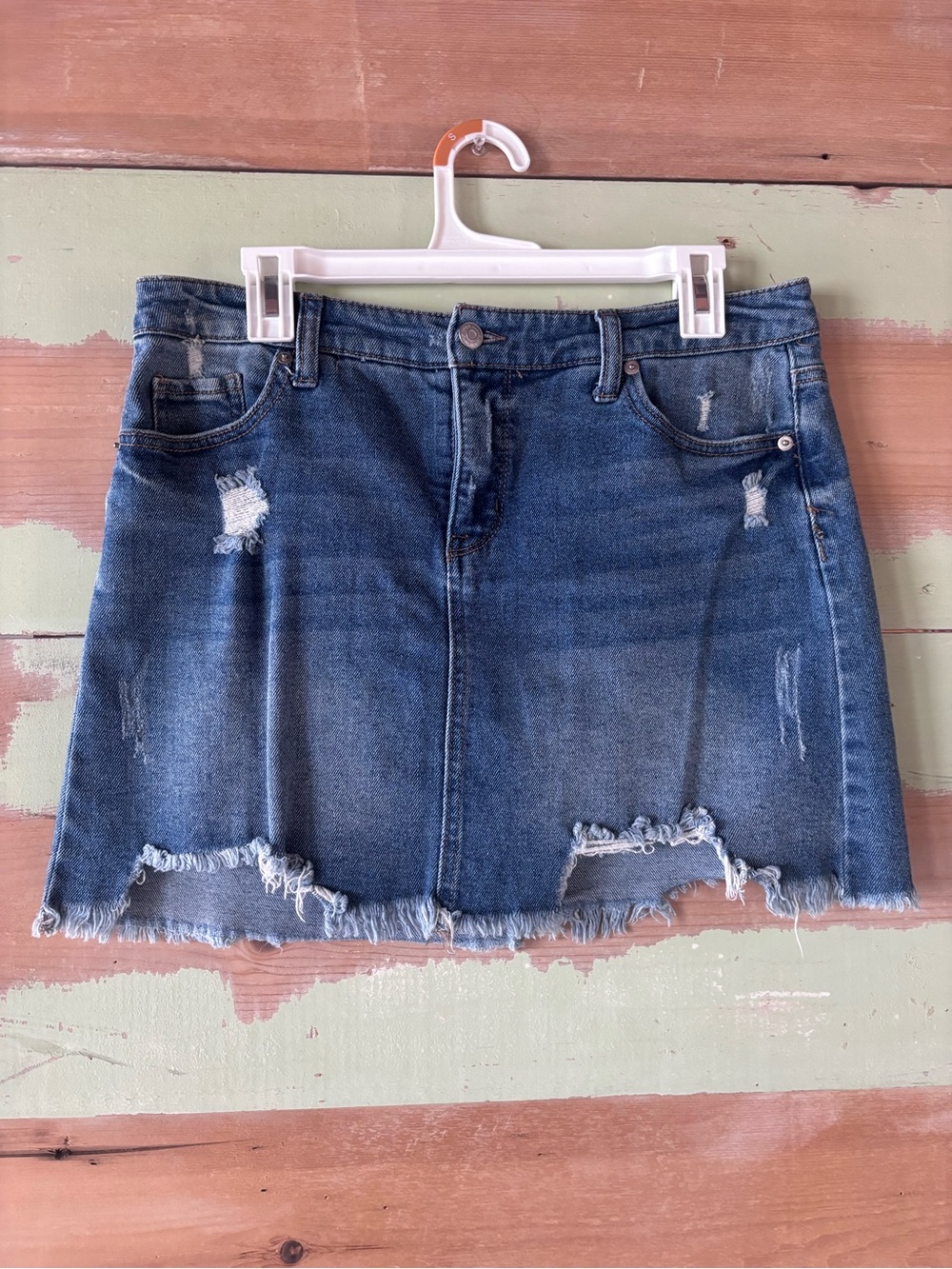 wild fable Distressed Denim Mini Skirt - Blue